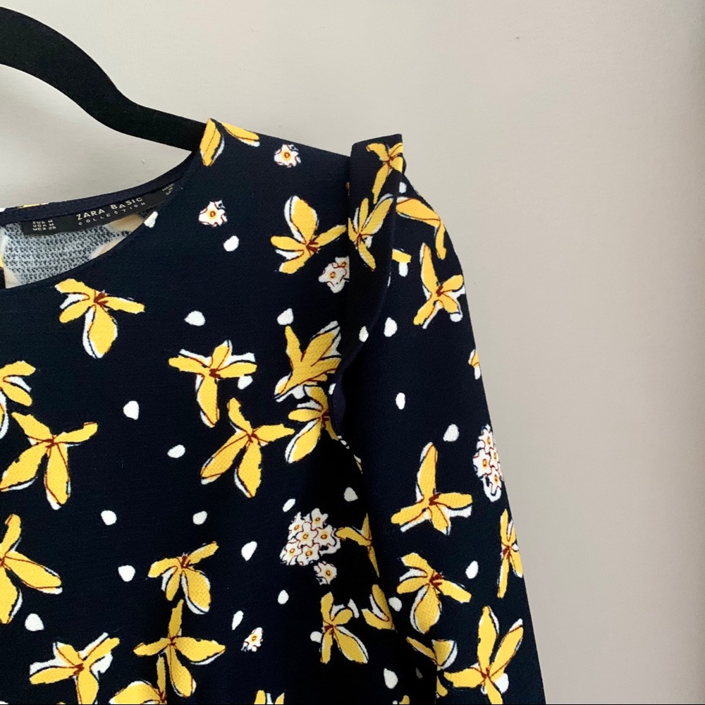 NWOT Zara Basics Bell Sleeve Floral Print Dress - Picture 9 of 10